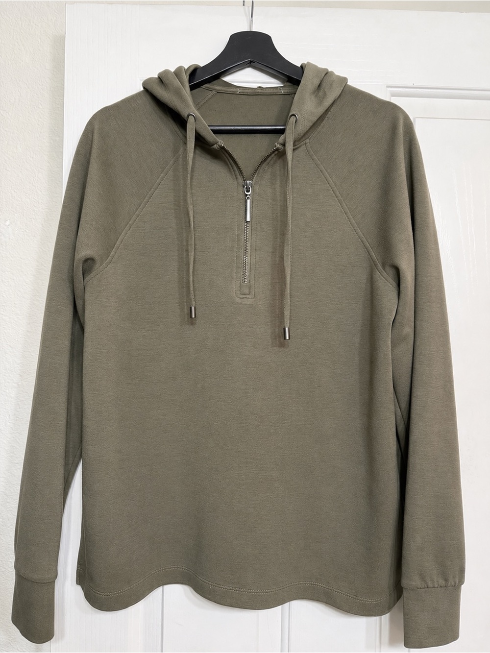Women’s Olive Half-Zip Hoodie Sweater